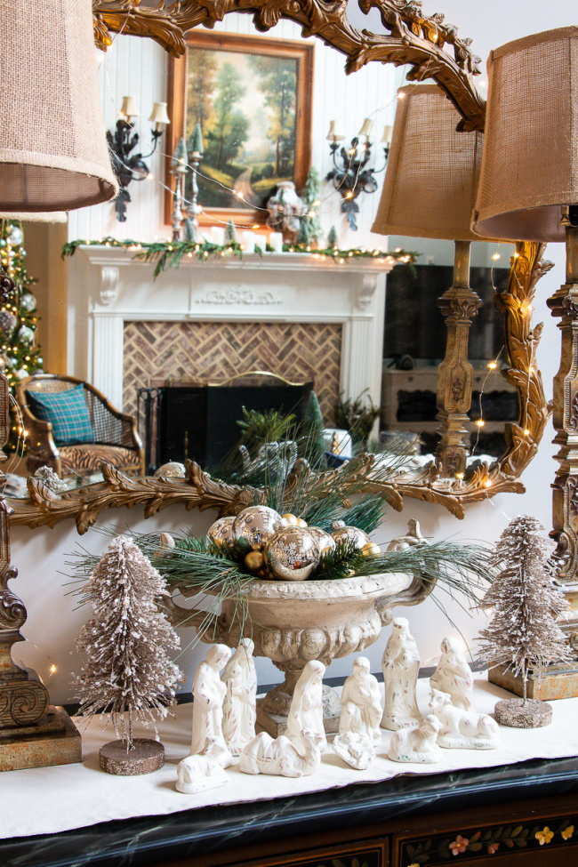 Christmas mantel in family room