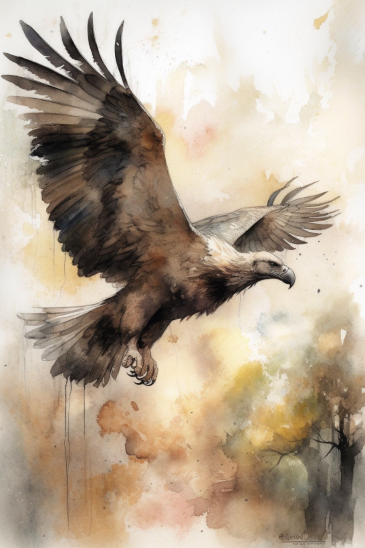 vulture watercolor painting inspired by the Bible
