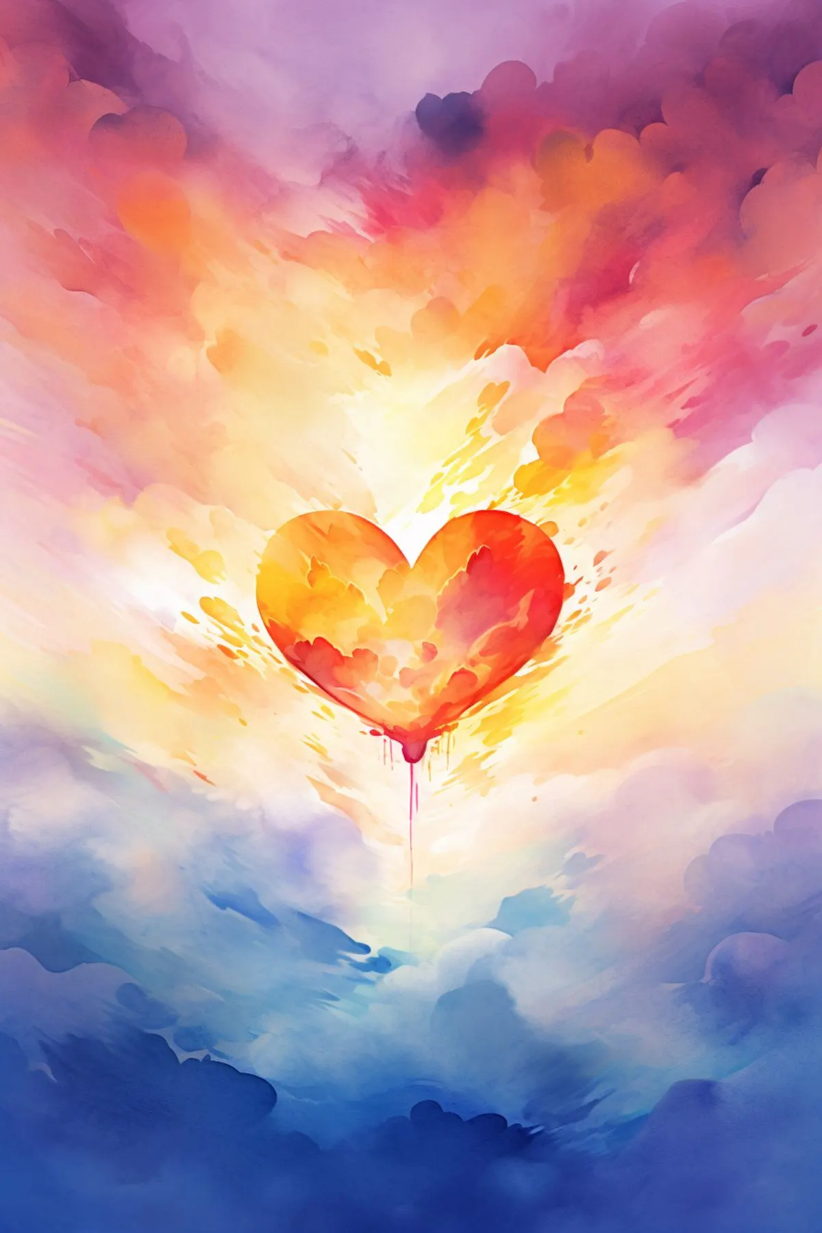 Cover image for prayers for relationships, features a colorful heart hovering over a watercolor background